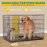 Dog Crate With Divider Double Door Folding Wire Dog Crate With Plastic Leak-proof Plate, Indoor Pet Kennel